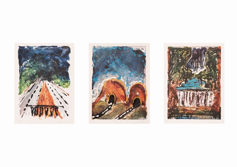 Mario Schifano - Lotto di 3 Serigrafie "autostrade"