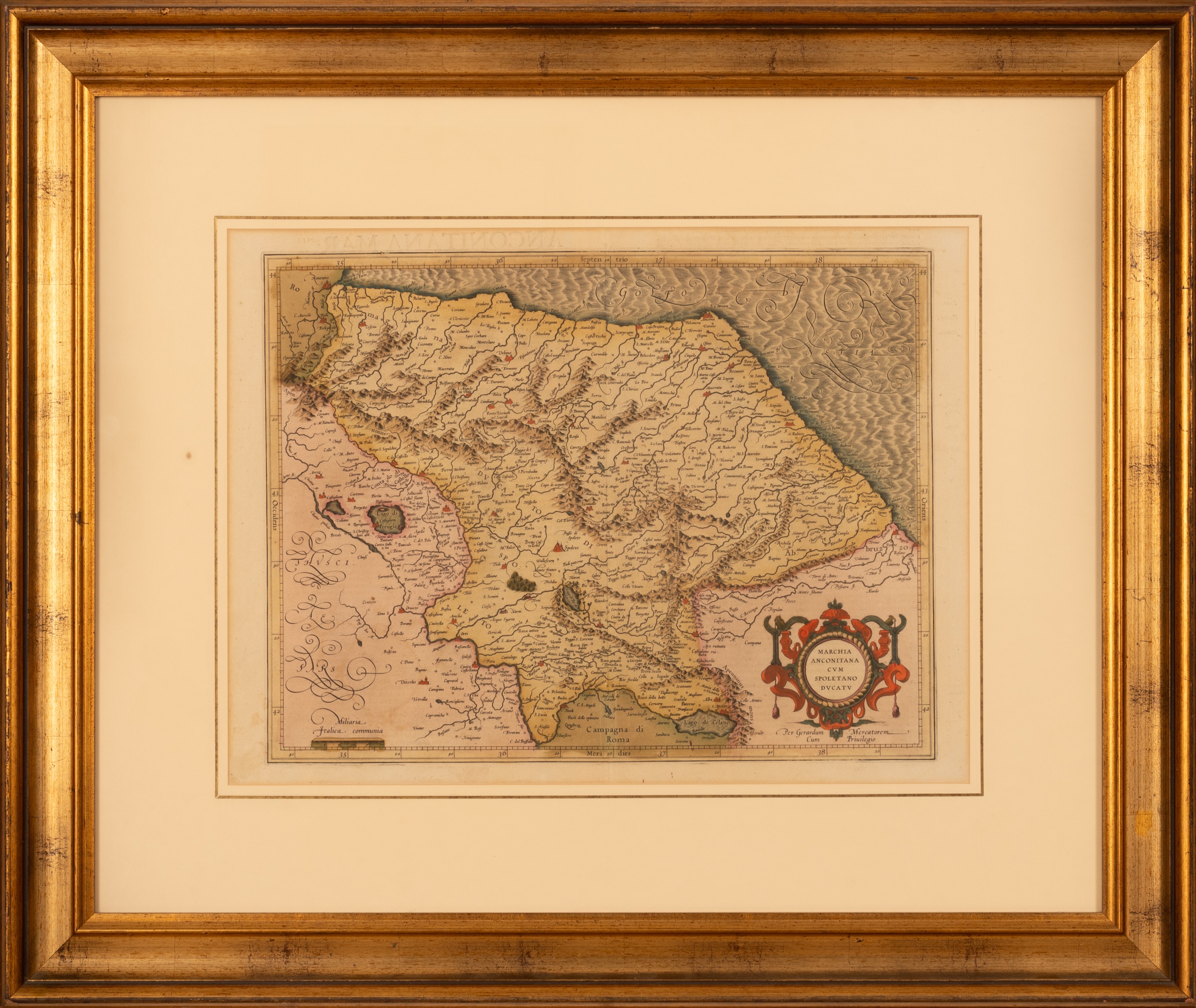 Gerardo Mercatore Gerhard Kremer - Marchia Anconitana Cum Spoletano Ducatu. Carta Geografica dell...