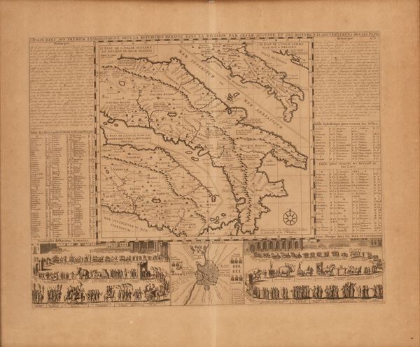 Henri Abraham  Chatelain - Carta geografica, antica ed originale, inserita nel I Tomo "Atlas Historique ou nouvelle introduction a l'Histoire, à la Chronologie e à la Geographie Ancienne e Moderne"