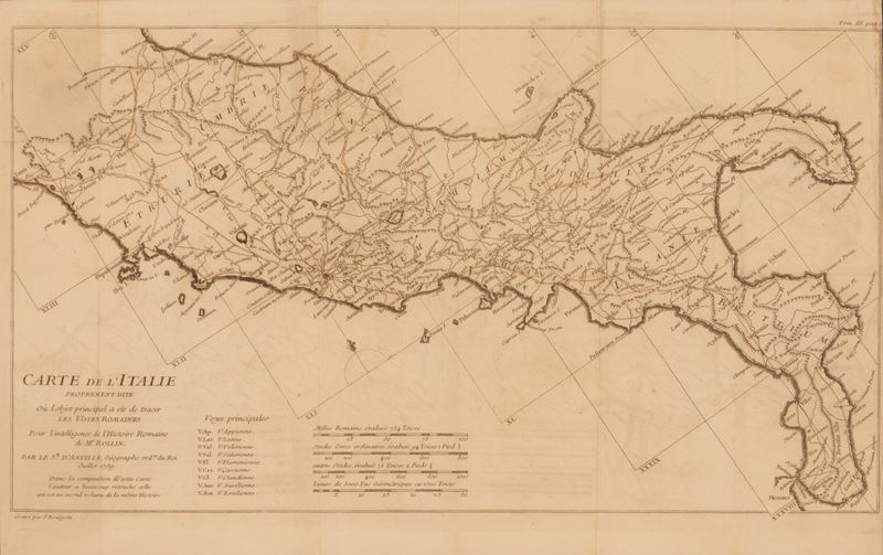 Carte de l'Italie proprement dite où l'objet principal a été de tracer LES VOYES ROMAINES. Pour l...