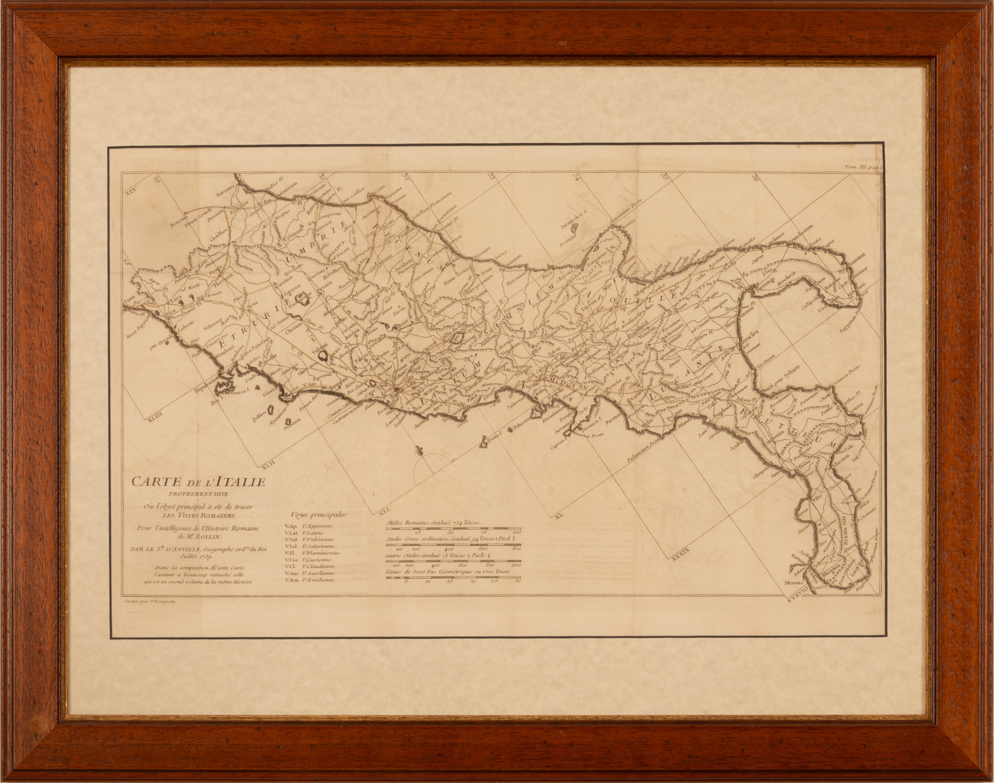 Carte de l'Italie proprement dite où l'objet principal a été de tracer LES VOYES ROMAINES. Pour l...