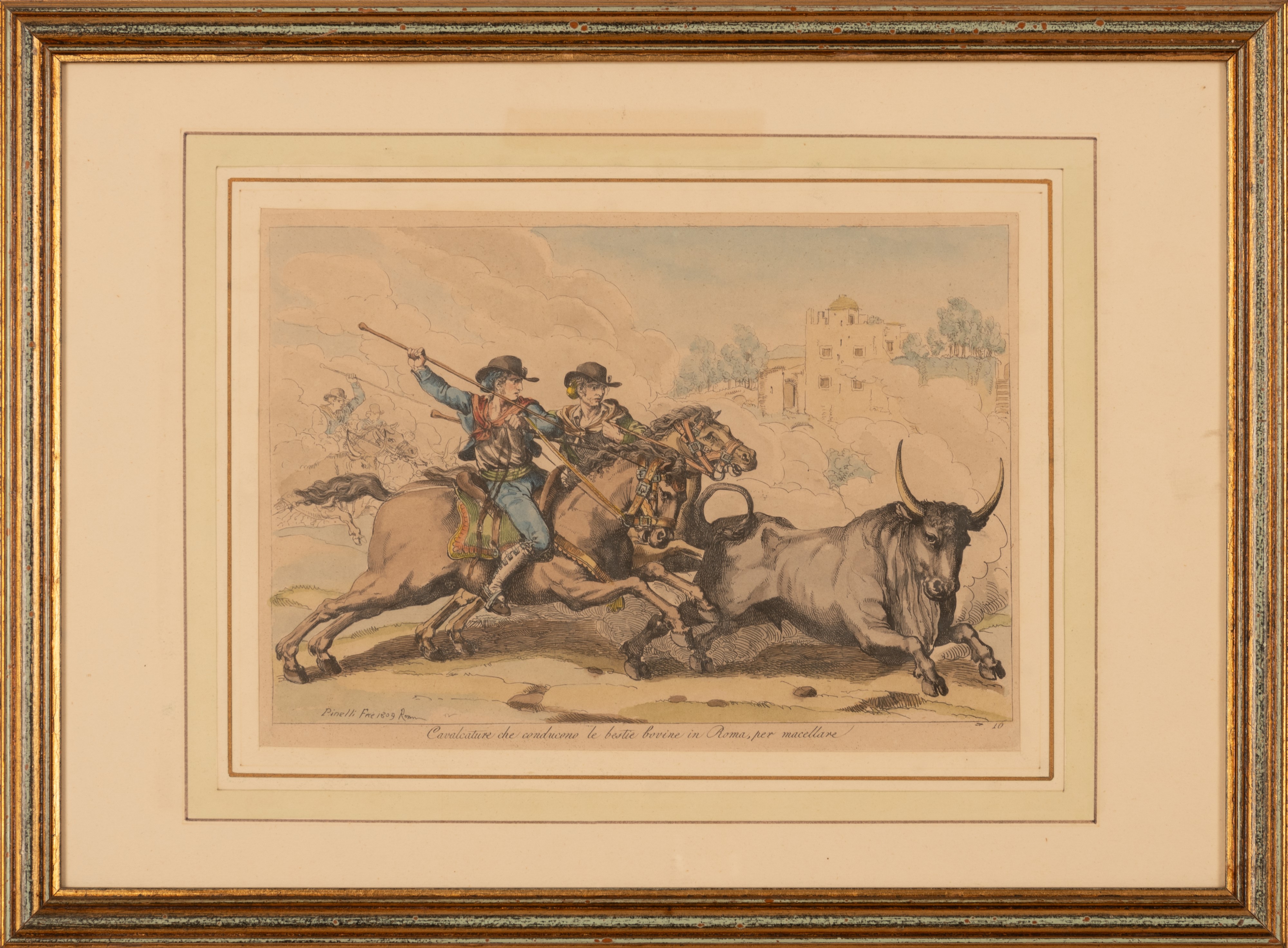 Cavalcature che conducono le bestie bovine in Roma per macellare