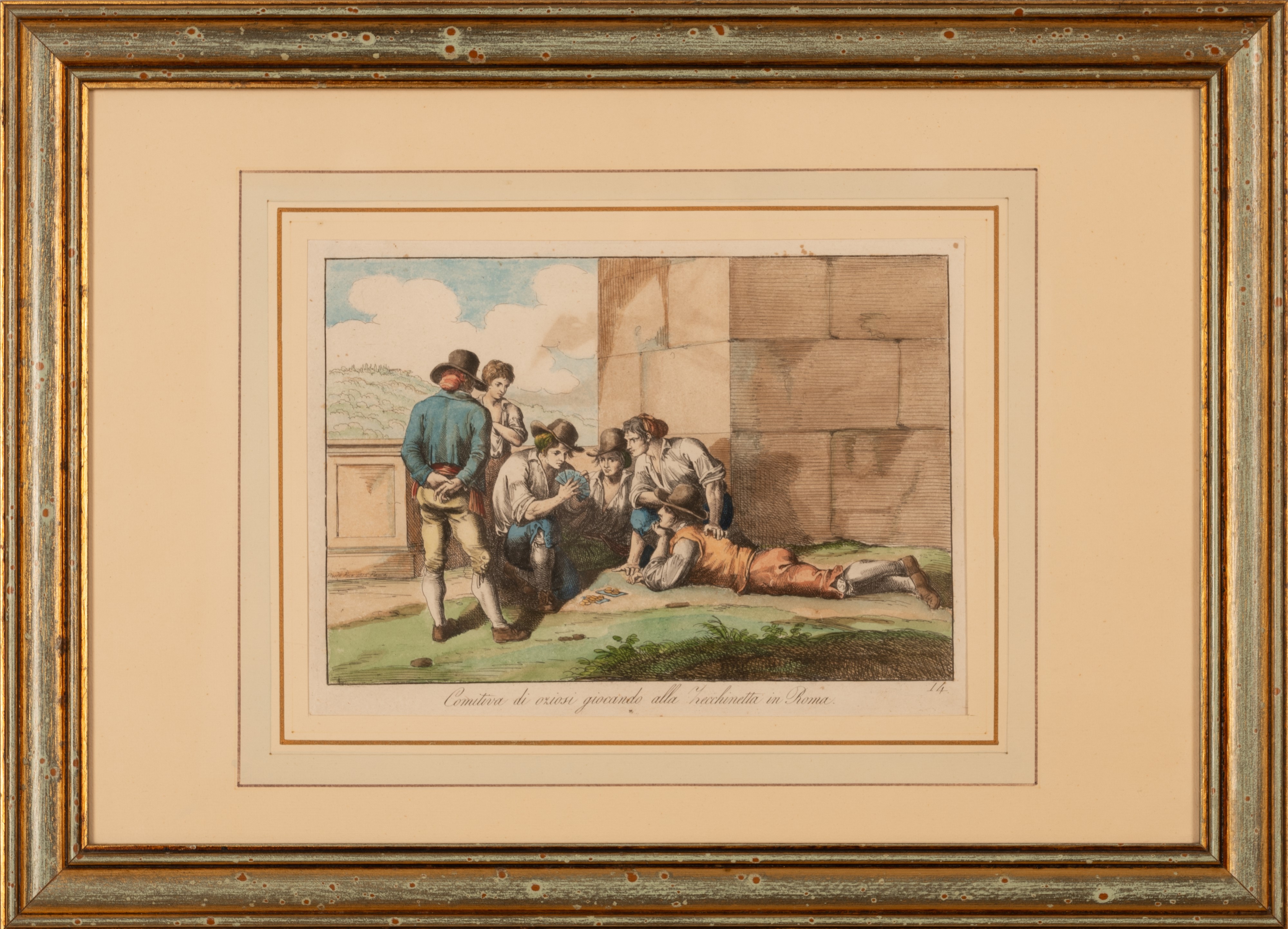 Comitiva di oziosi giocano alla zecchinetta in Roma