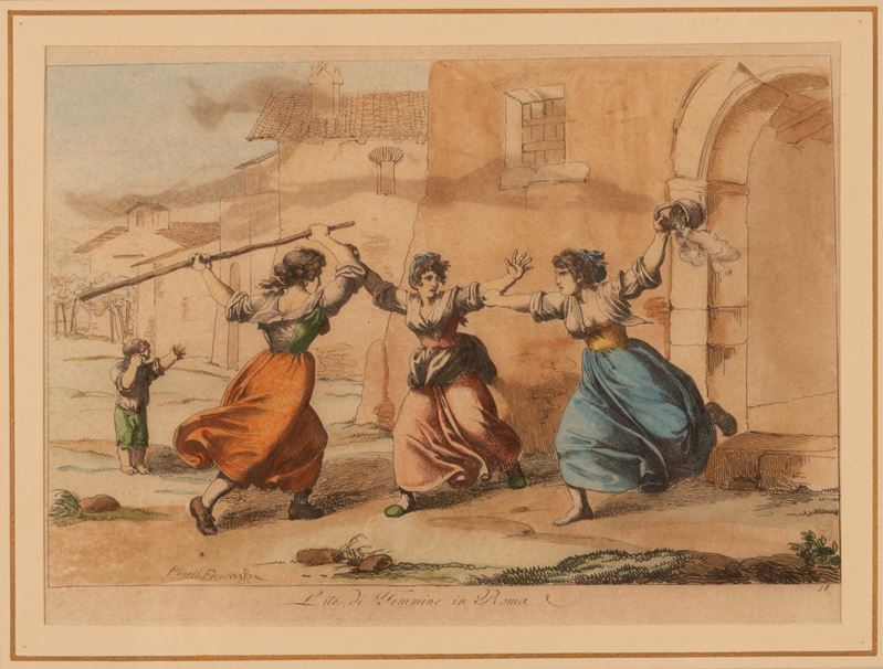 Bartolomeo Pinelli - Lite di Femmine in Roma