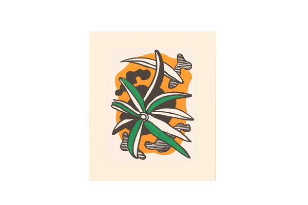Fernand L&#233;ger : Fiore  - Litografia su carta spessa - Auction - Gliubich Casa d'Aste