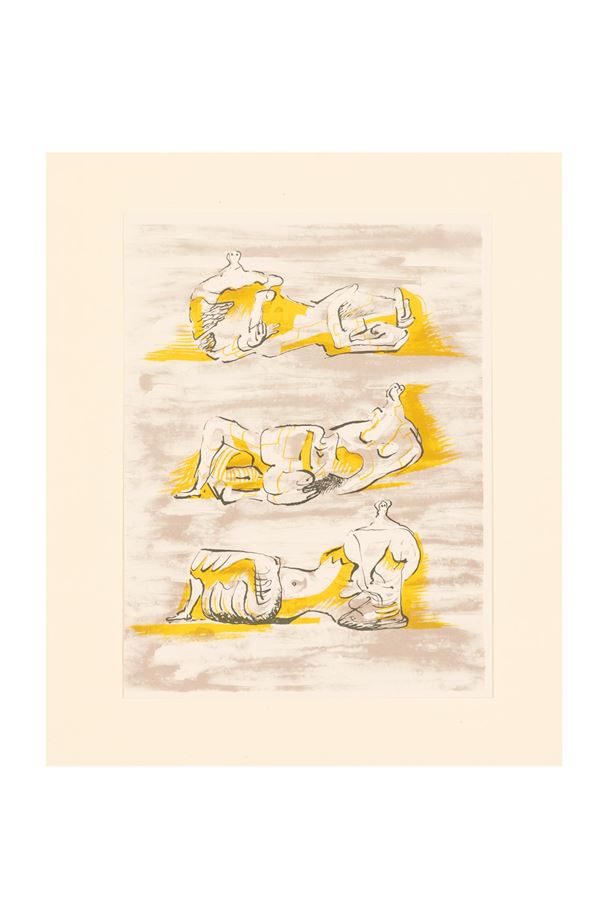 Henry Moore : Figure distese  (1971)  - Litografia su carta spessa - Auction - Gliubich Casa d'Aste