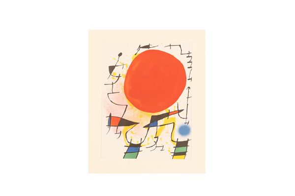 Joan Mir&#242; : Le Soleil rouge  - Litografia su carta spessa - Asta Grafica di Arte Contemporanea - Gliubich Casa d'Aste