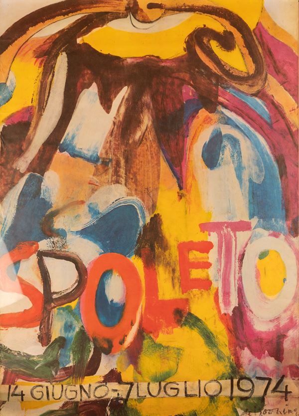 Willem de Kooning - Manifesto offset originale a colori. Festival di Spoleto Giugno - Luglio 1974