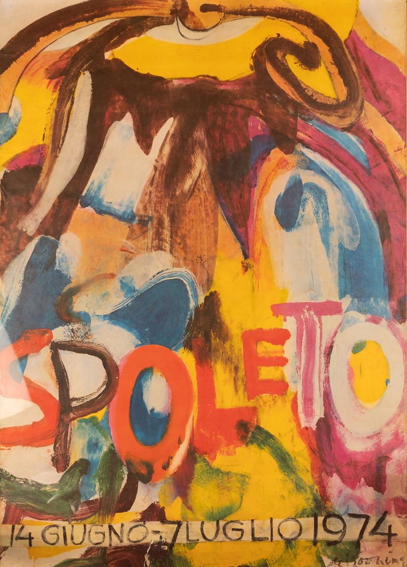 Manifesto offset originale a colori. Festival di Spoleto Giugno - Luglio 1974