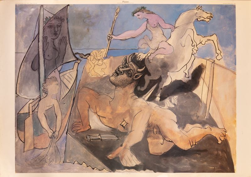 Il Minotauro Trafitto. Manifesto della Mostra "picasso. Opere dal 1895 al 1971 della Collezione M...