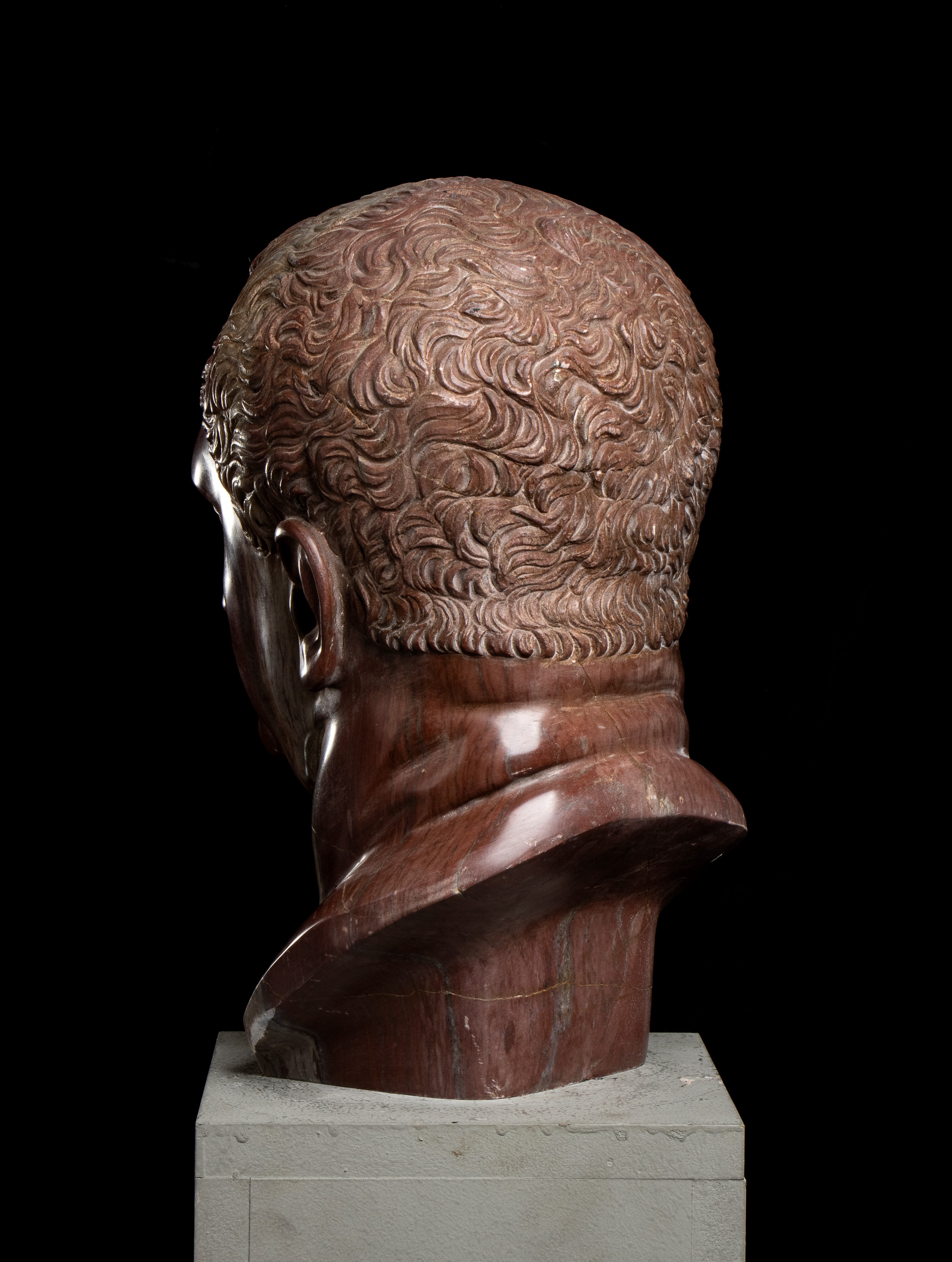 Testa Dell’imperatore Vitellio in Marmo Rosso Antico. Scultore Romano del XX Secolo
