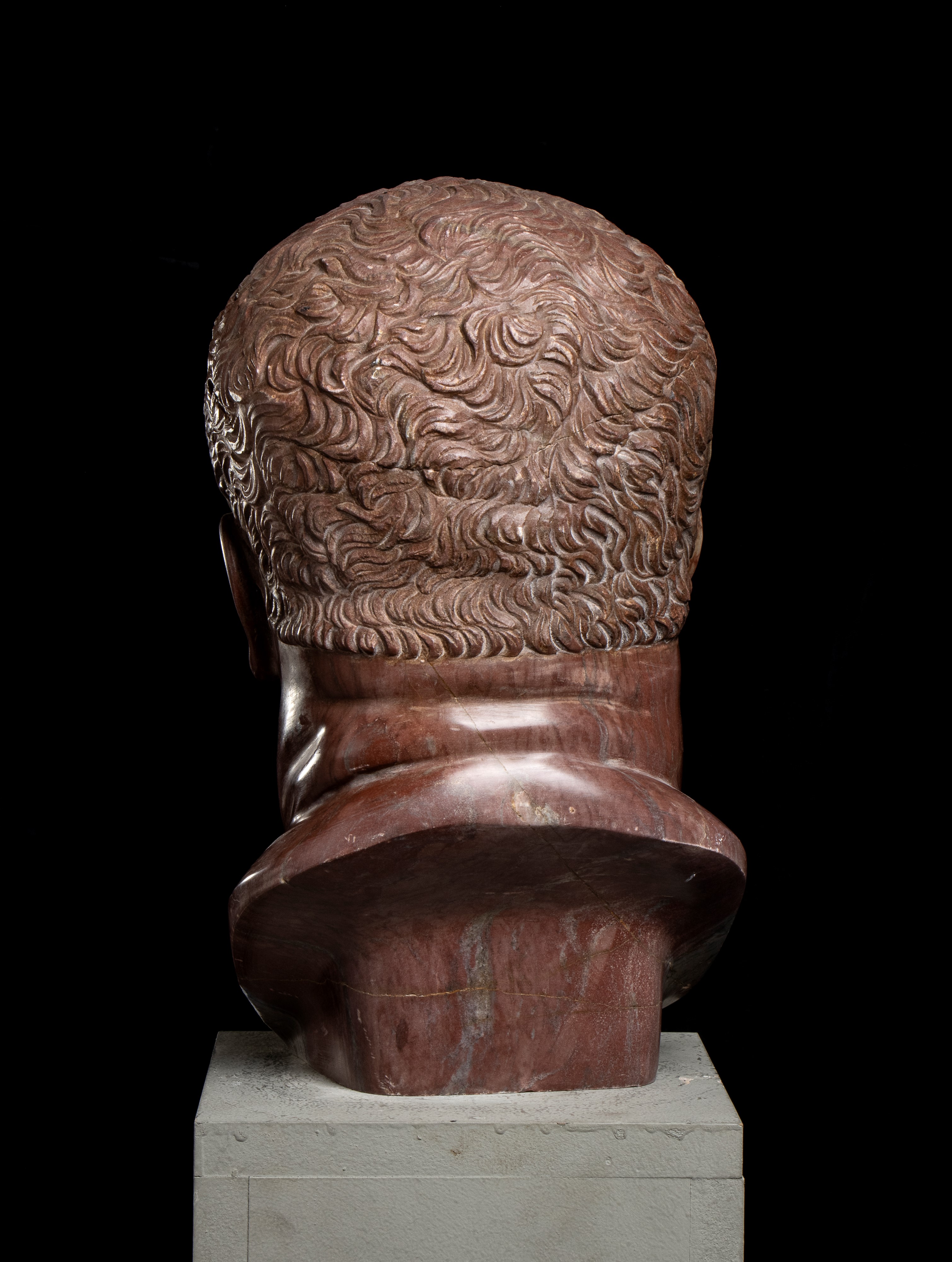 Testa Dell’imperatore Vitellio in Marmo Rosso Antico. Scultore Romano del XX Secolo