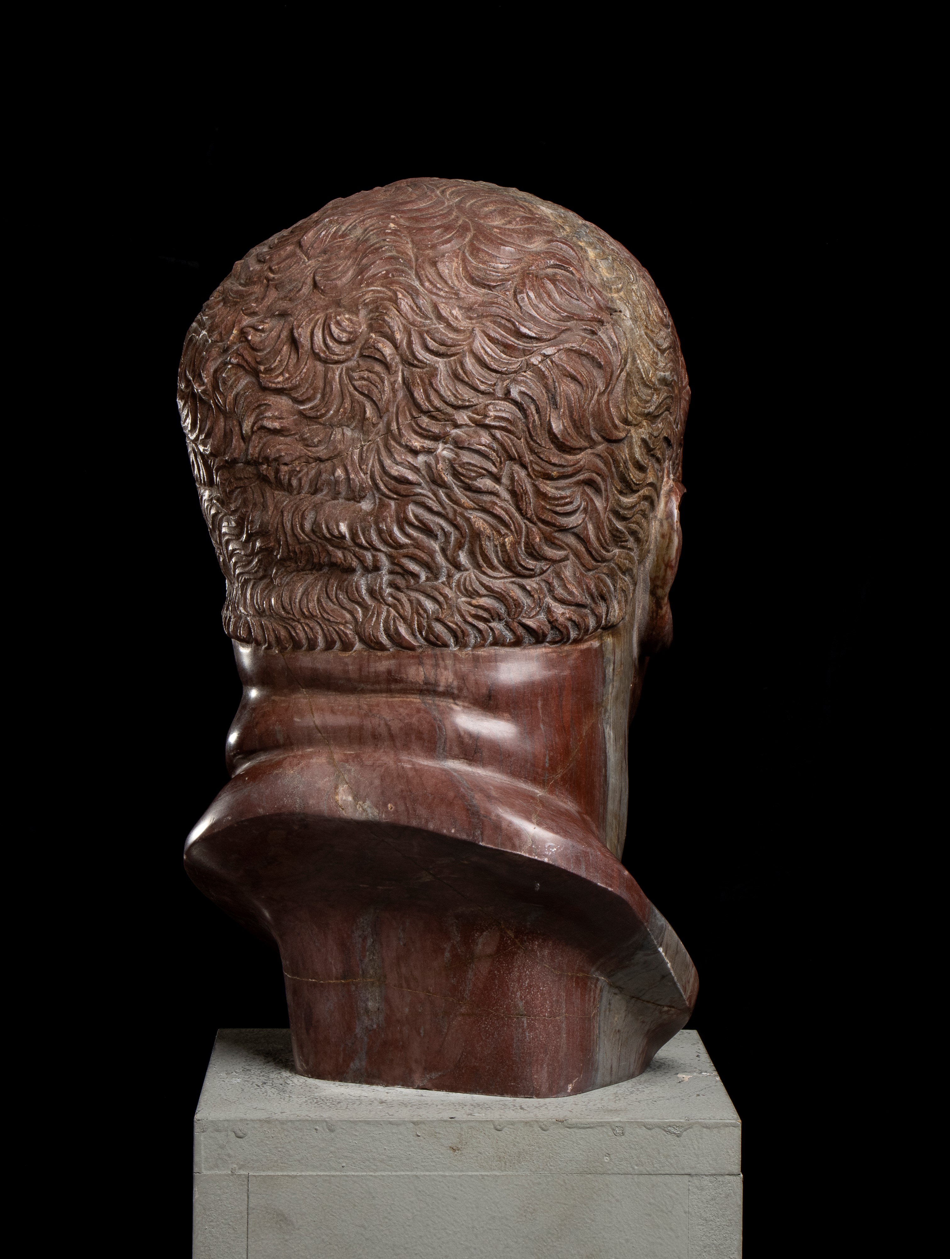 Testa Dell’imperatore Vitellio in Marmo Rosso Antico. Scultore Romano del XX Secolo