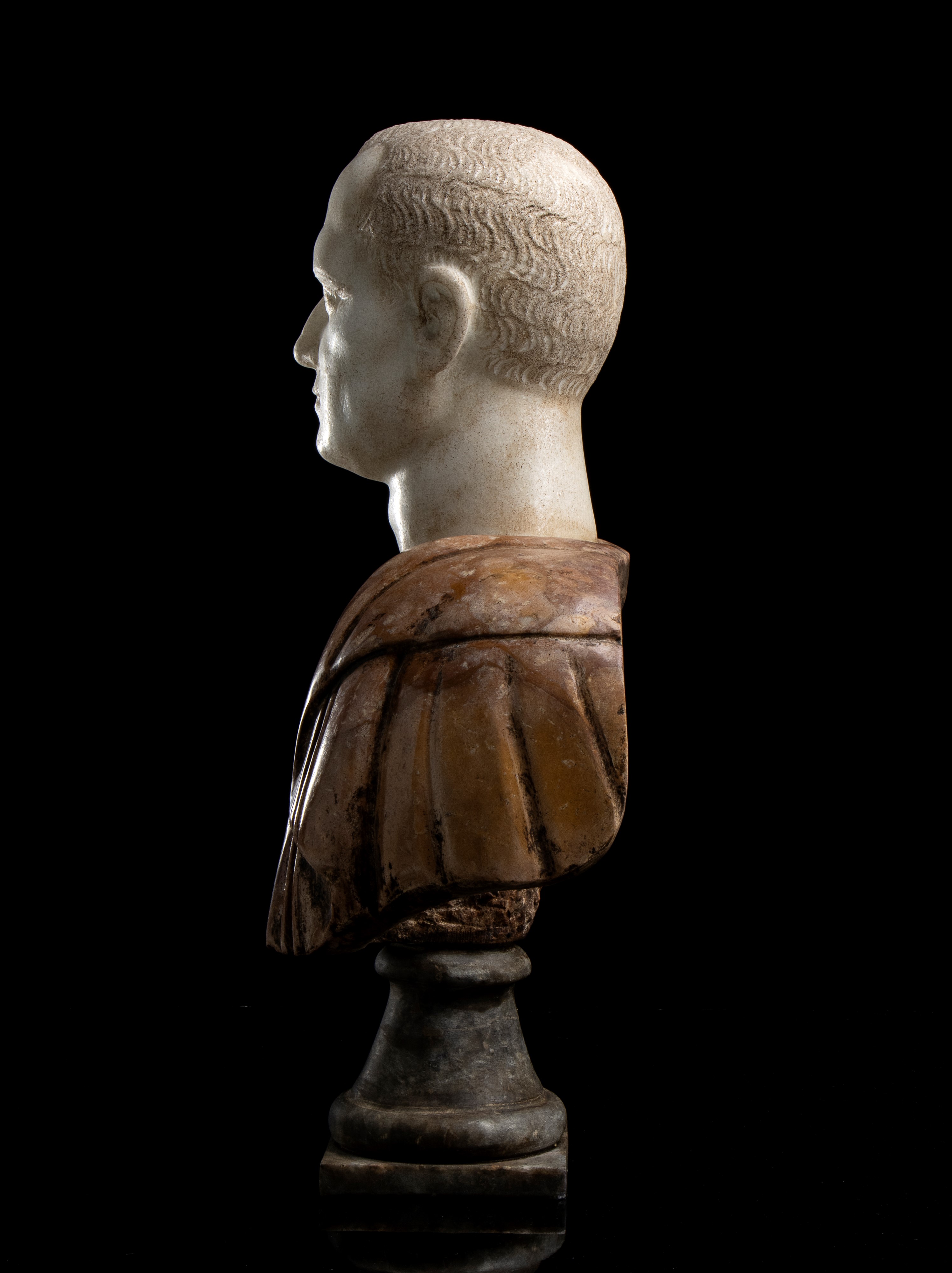 Busto di Scipione l'Africano in marmo giallo antico e marmo bianco statuario. Roma, fine del XIX ...