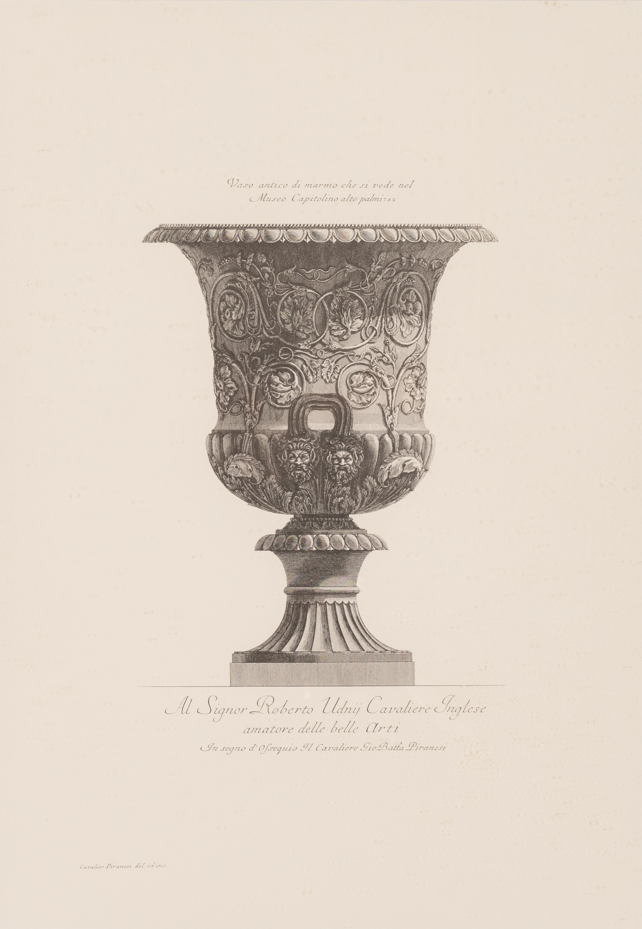 Vaso antico di marmo che si vede nel Museo Capitolino alto palmi 7.0.2