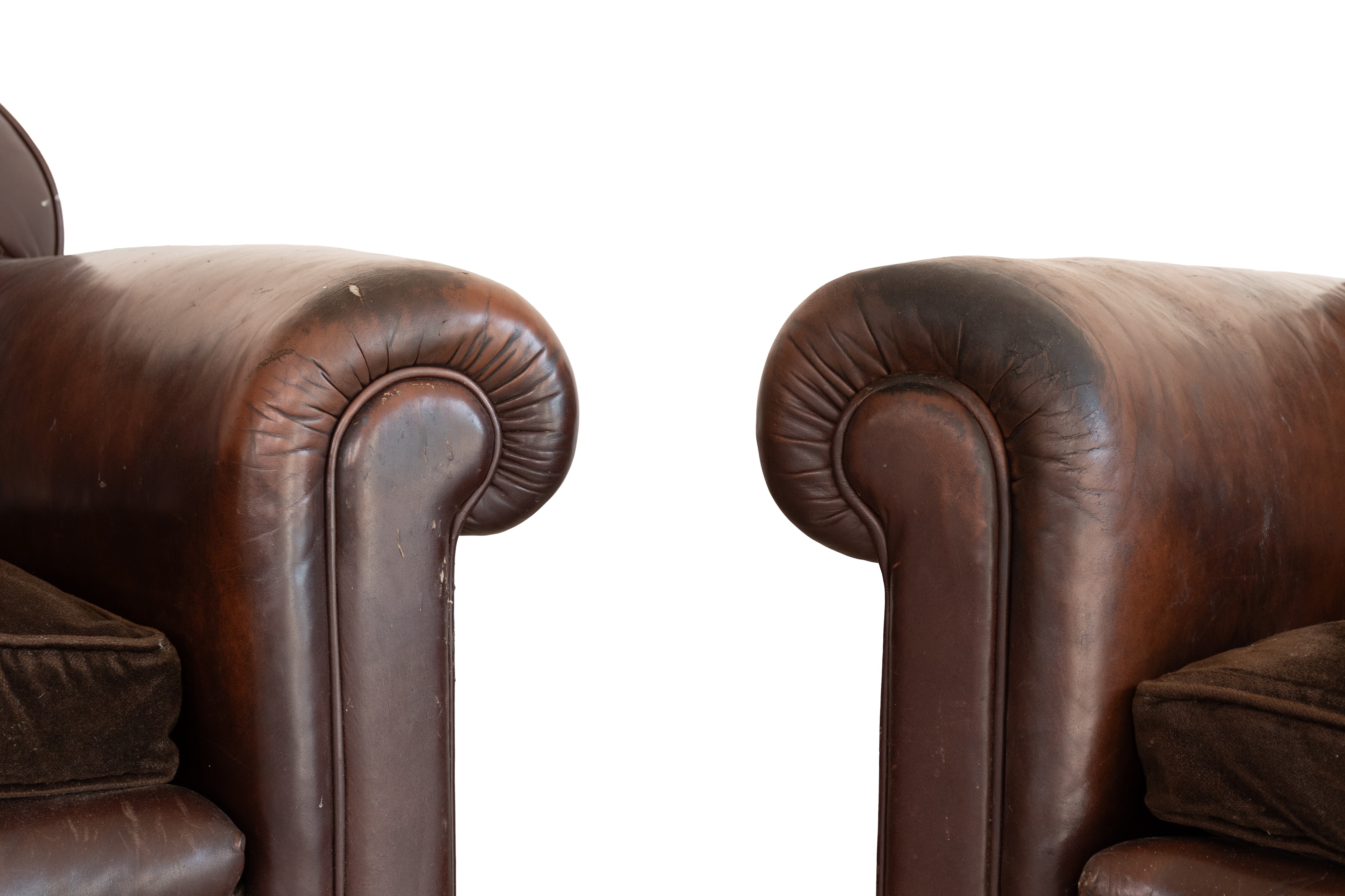 Coppia di grandi poltrone in pelle