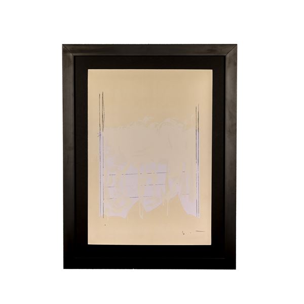 Mario Schifano : Monoocromo bianco  (anni Novanta)  - Serigrafia materica a smalto su cartoncino - Asta Asta a Tempo: Grafica e Multipli d'Autore - Gliubich Casa d'Aste