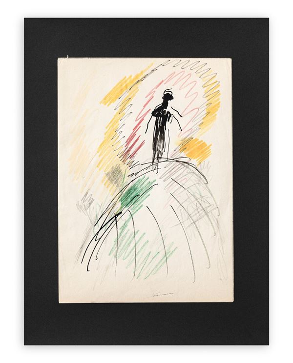 Ernesto Treccani : Senza Titolo  - tecnica mista su carta - Asta Asta a Tempo: Grafica e Multipli d'Autore - Gliubich Casa d'Aste