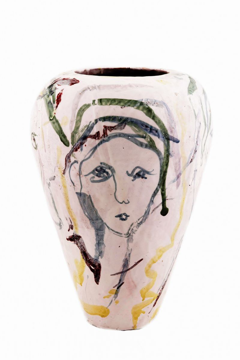 Ernesto Treccani - Vaso con Decorazioni Figure Femminili