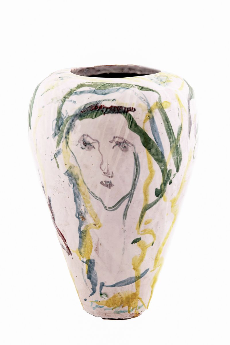 Ernesto Treccani - Vaso con Decorazioni Figure Femminili