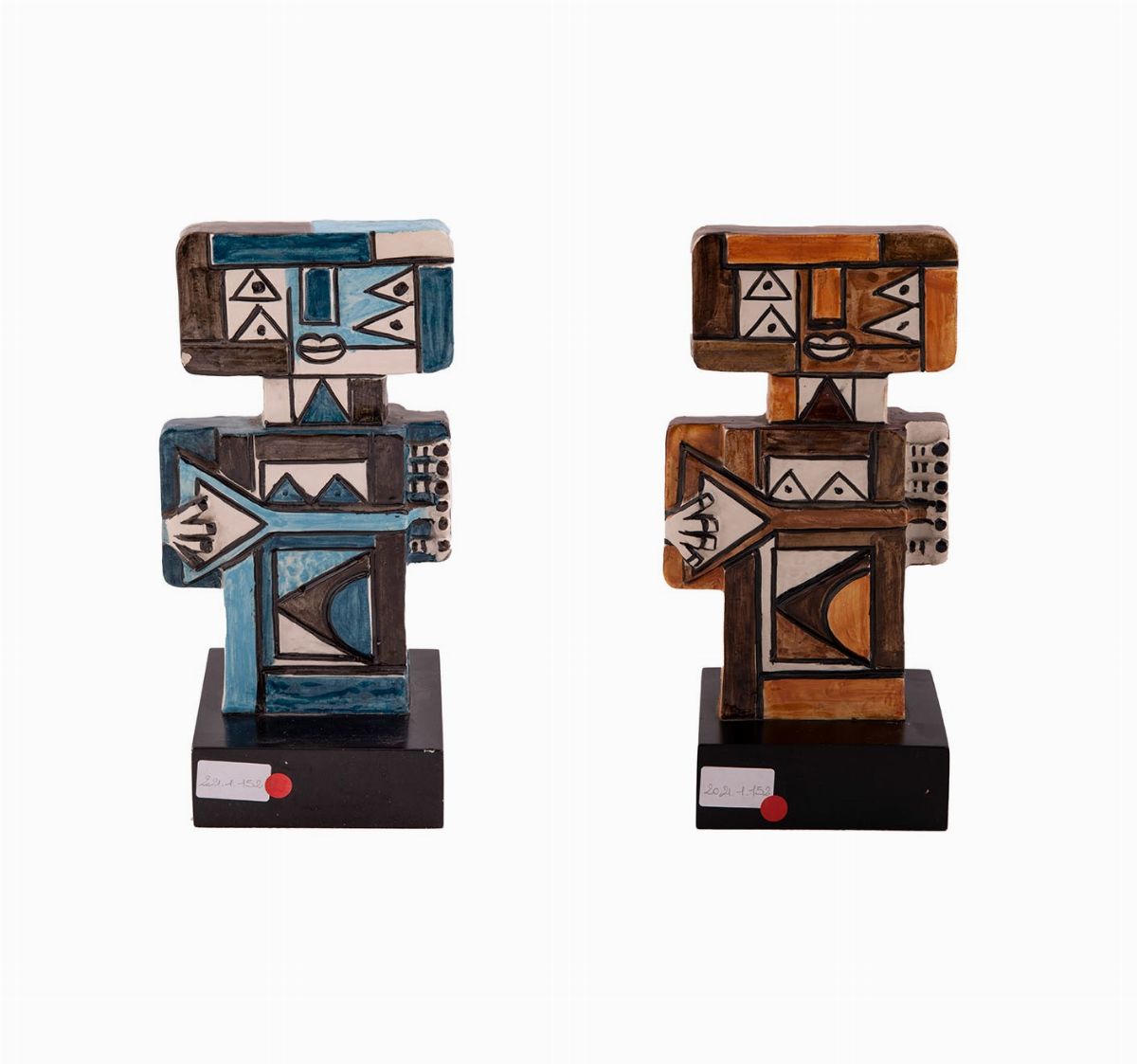 Ibrahim Shaban Likmetaj Kodra - Coppia di Sculture in Ceramica con Ukulele