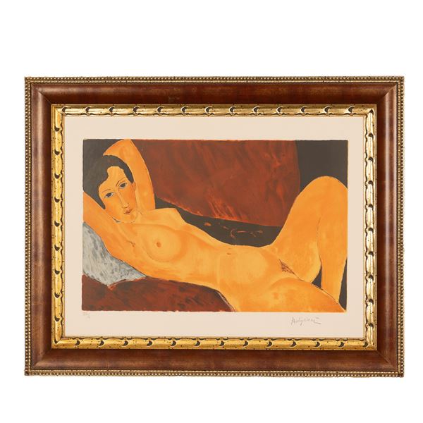 Amedeo Modigliani : Nudo disteso  (2008)  - Litografia su carta - Auction - Gliubich Casa d'Aste