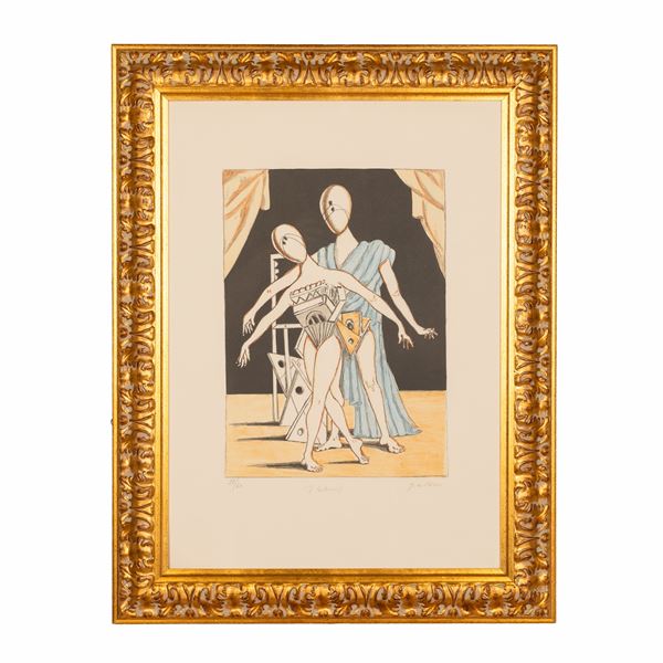 Giorgio De Chirico : Ballerini  (1970)  - litografia su carta - Auction - Gliubich Casa d'Aste