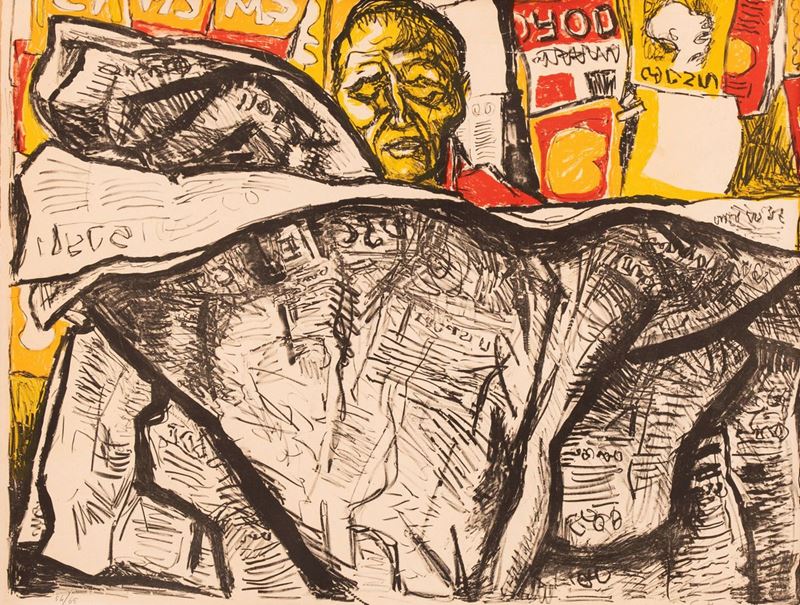 Renato Guttuso - Uomo che Legge il Giornale