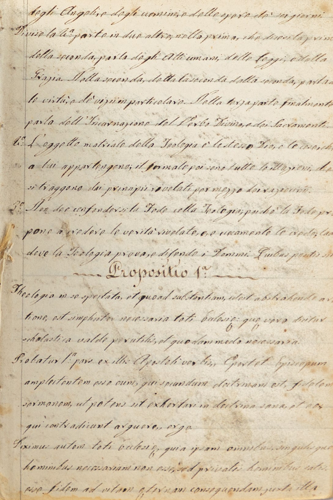 Manoscritto Ottocentesco di Argomento Teologico