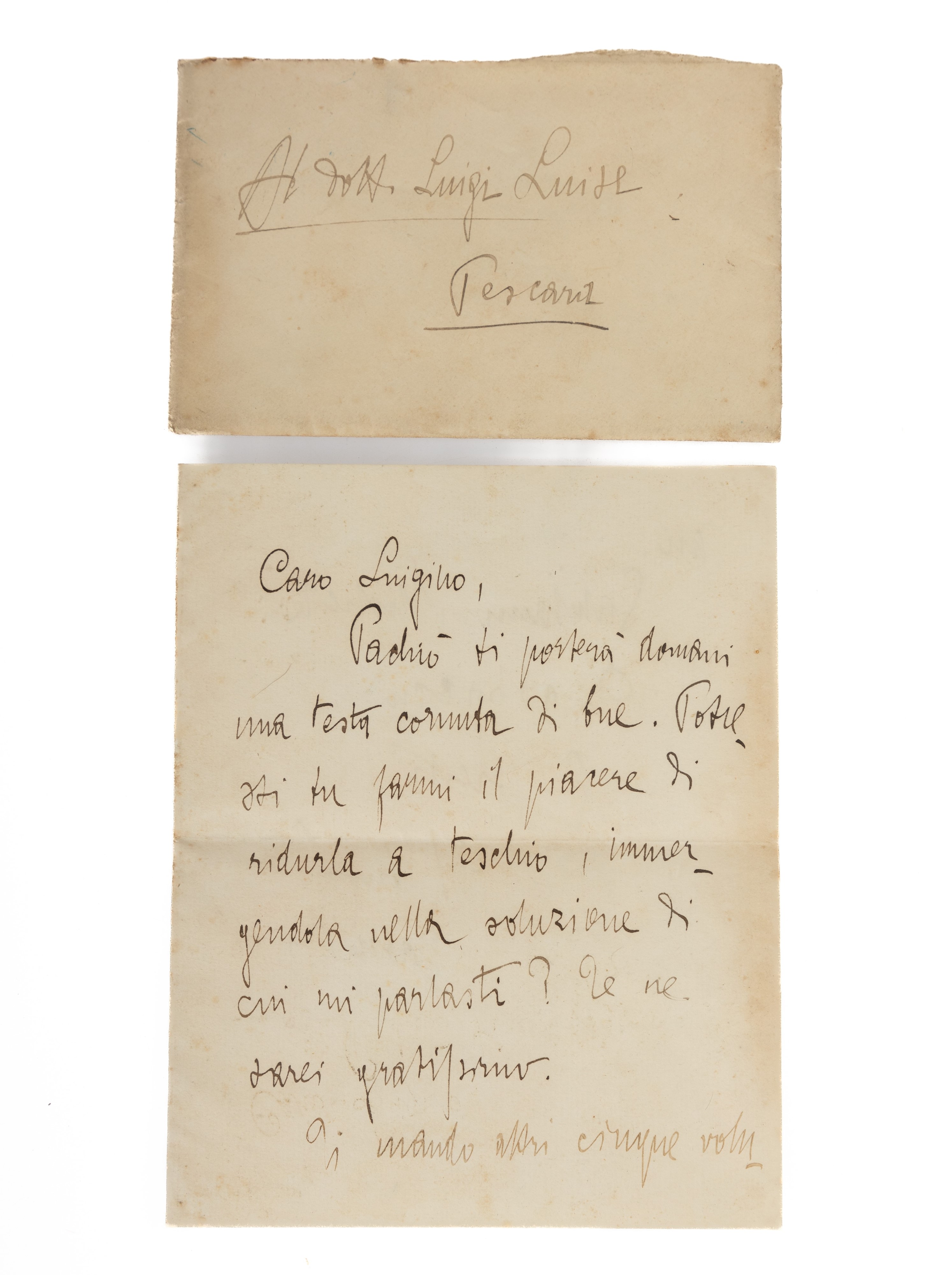Lotto di n. 6 lettere indirizzate da Gabriele d'Annunzio al Dottor Luigi Luise di Francavilla al ...