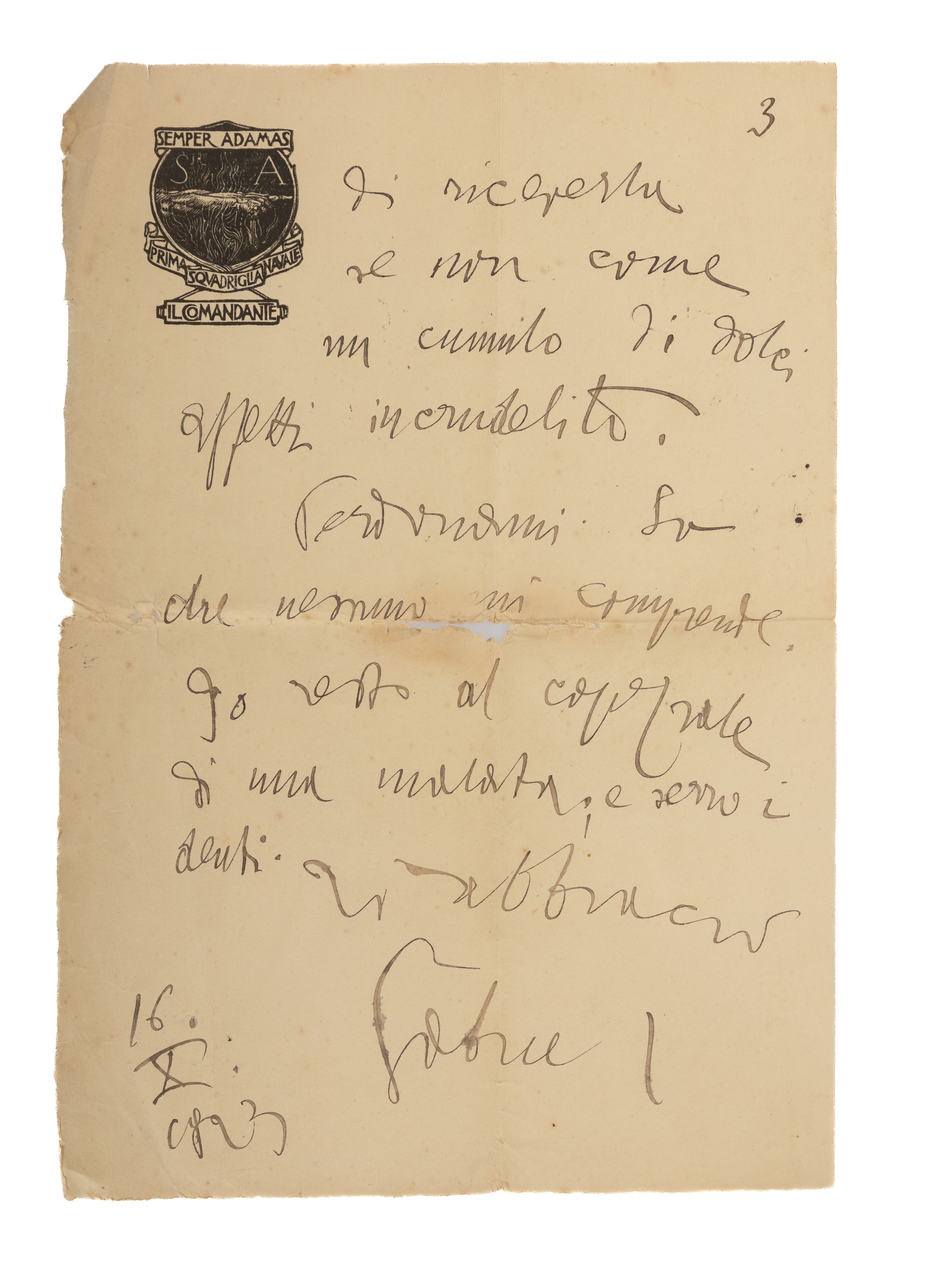Lotto di n. 6 lettere indirizzate da Gabriele d'Annunzio al Dottor Luigi Luise di Francavilla al ...