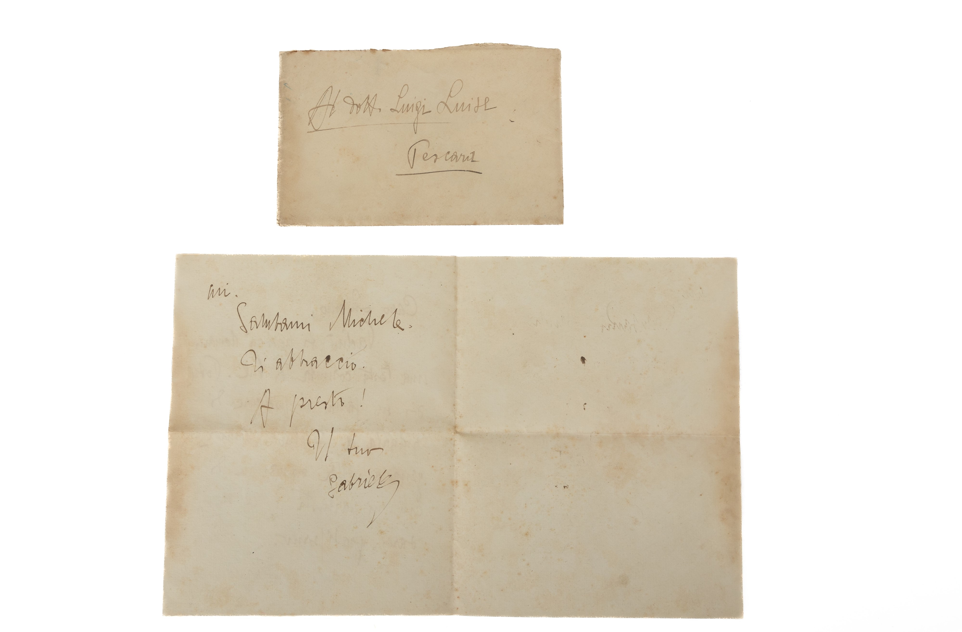 Lotto di n. 6 lettere indirizzate da Gabriele d'Annunzio al Dottor Luigi Luise di Francavilla al ...