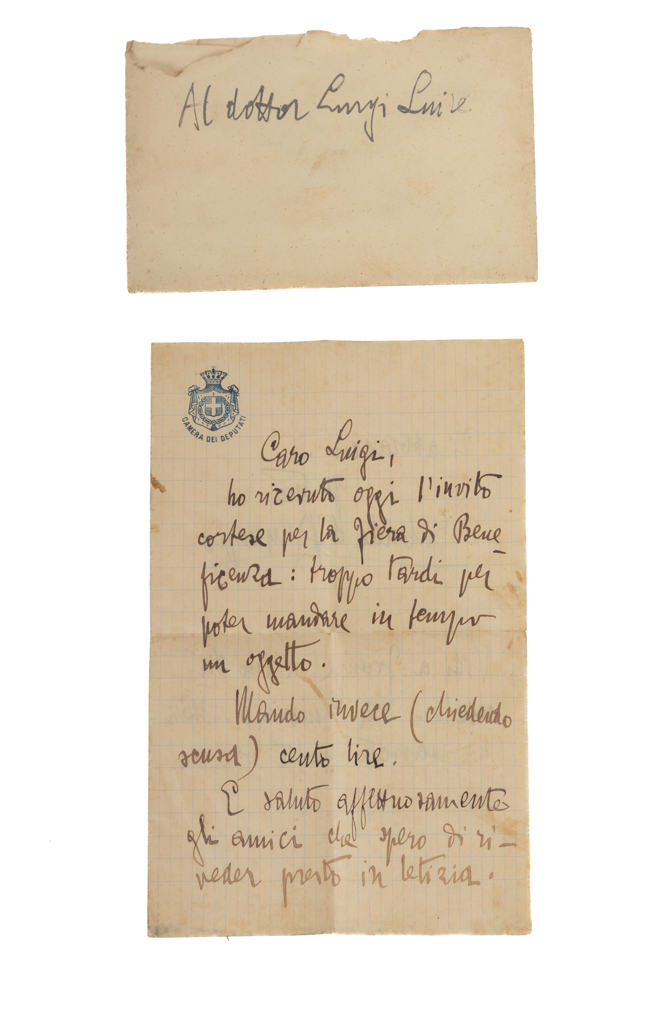 Lotto di n. 6 lettere indirizzate da Gabriele d'Annunzio al Dottor Luigi Luise di Francavilla al ...