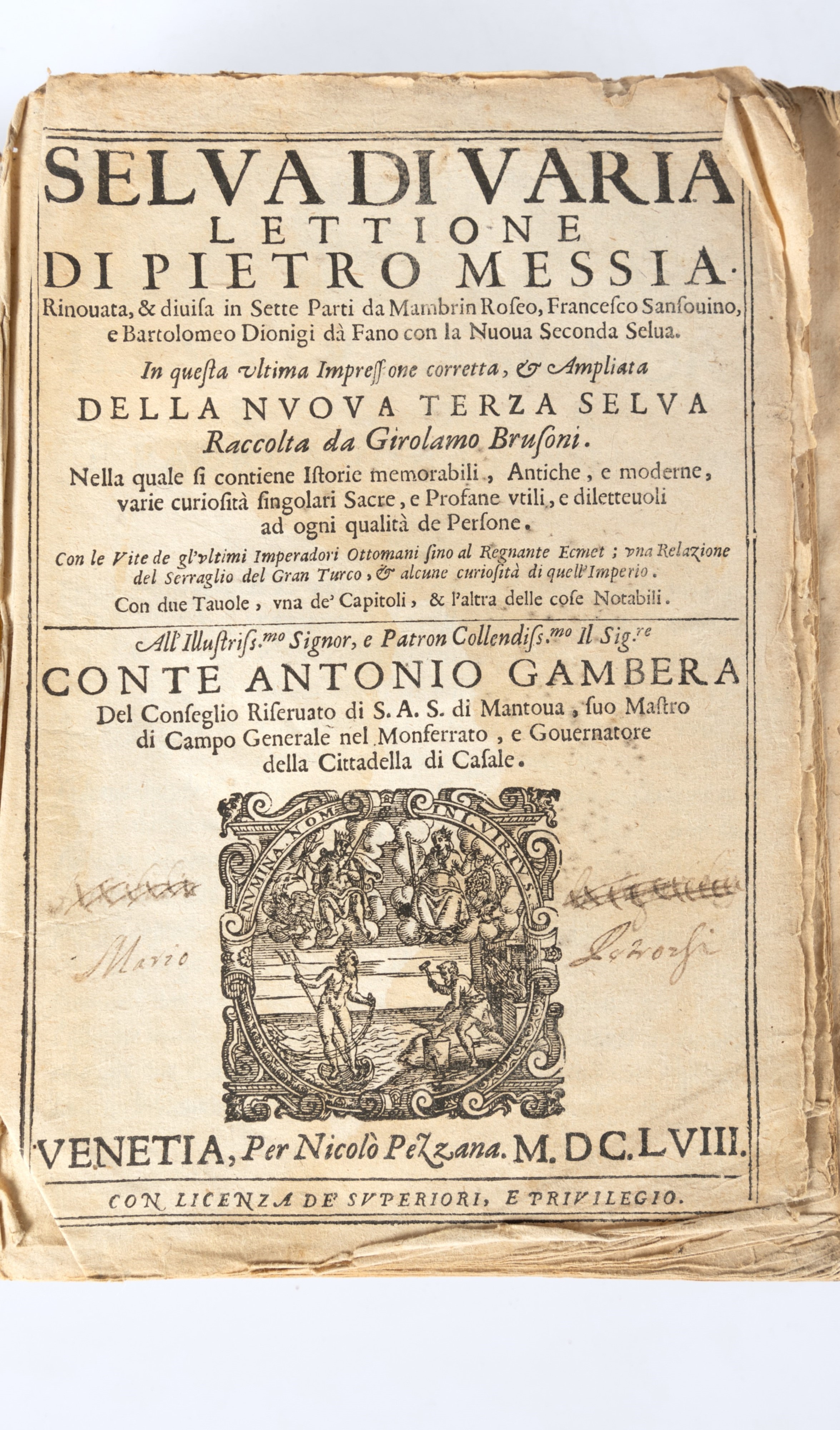 Lotto di Due Libri: Selva di Varia Lettione di Pietro Messia; Martyrologium Romanum