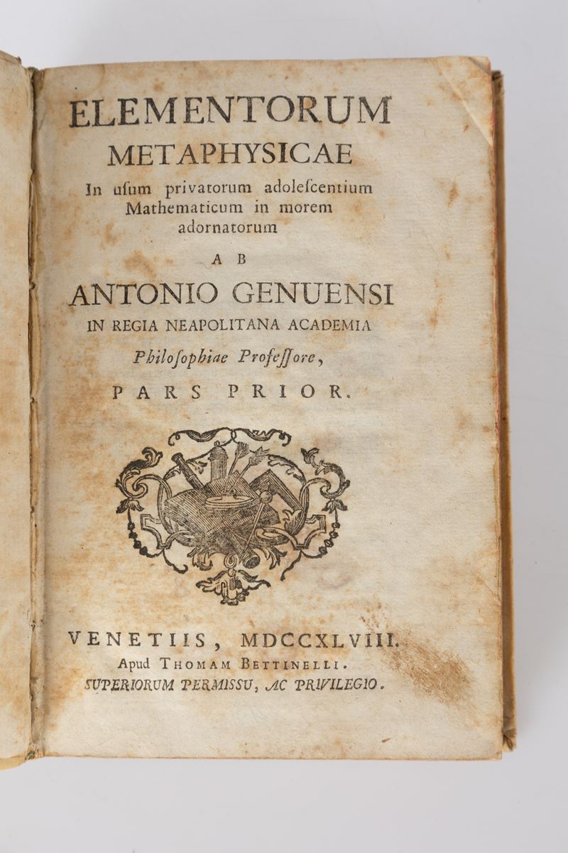 Antonio Genovesi - Elementorum Metaphisycae in Usum Privatorum Adolescentium Mathematicum...