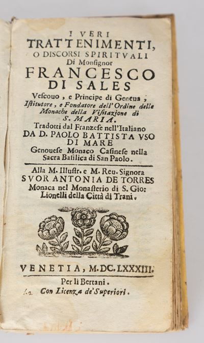 Lotto di Due Libri i Veri Trattenimenti; Iosephi Baptistae Epigrammatum. Centuria Prima.