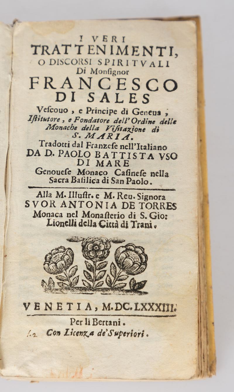 Lotto di Due Libri i Veri Trattenimenti; Iosephi Baptistae Epigrammatum. Centuria Prima.