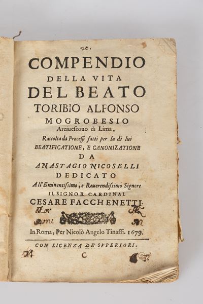 Compendio della Vita del Beato Toribio Alfonso Mogroboesio Arciuescouo di Lima