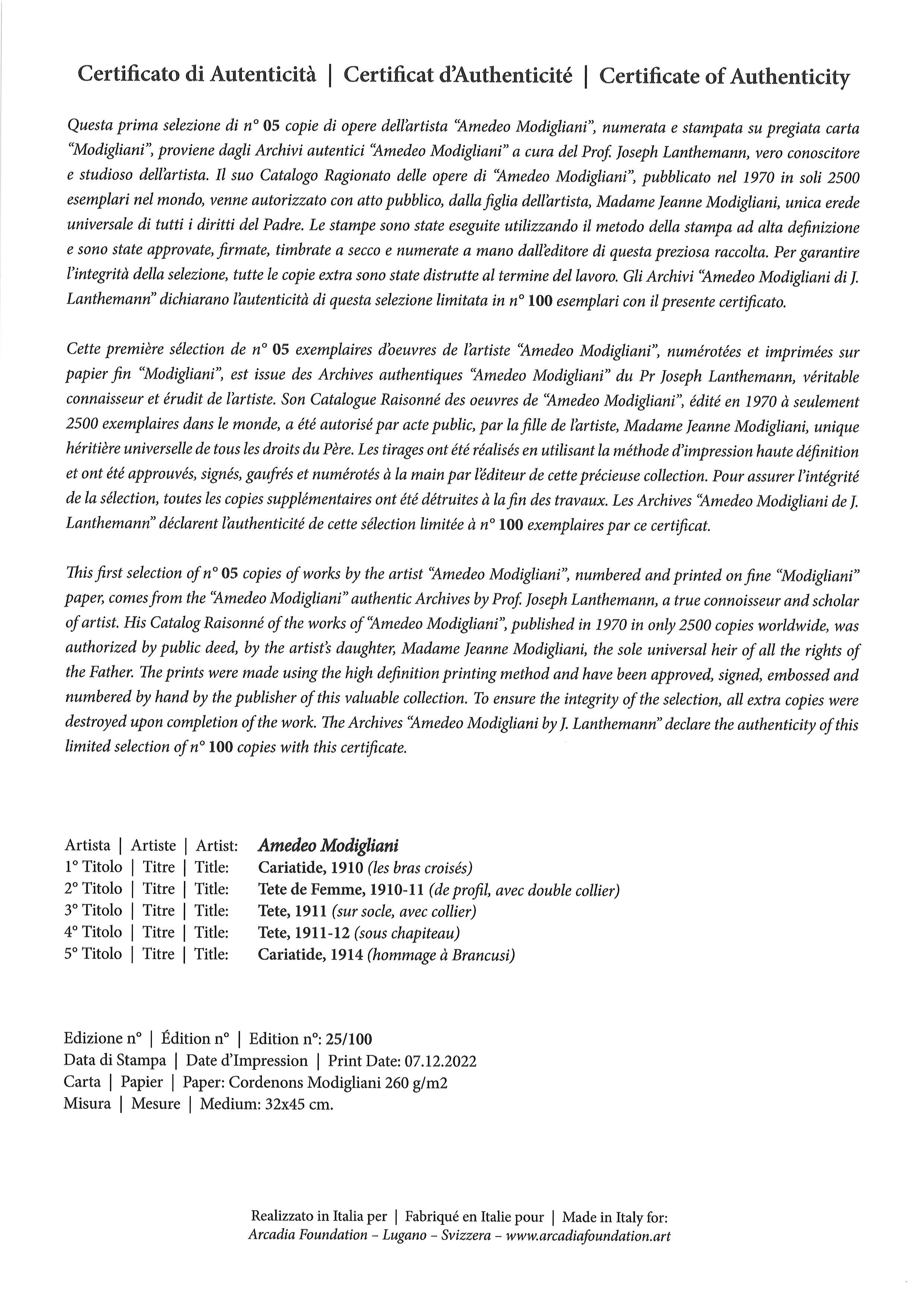 Les Archives "Amedeo Modigliani". Première Sèlection d'Oevres
