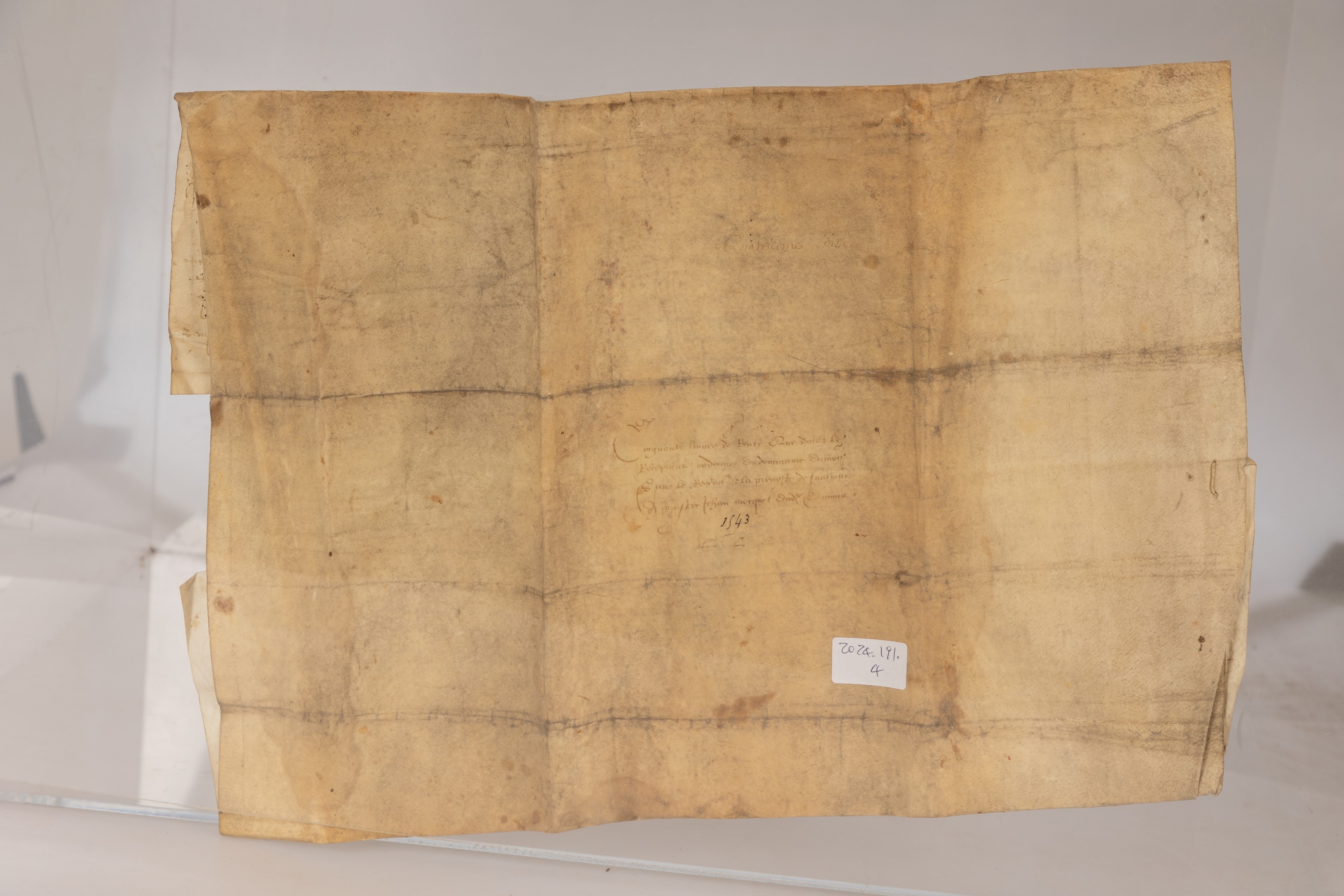 Atto notarile su pergamena, datato 1543