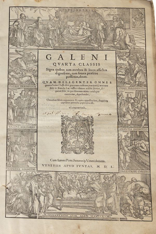 Lotto di due libri di Claudius Galenus