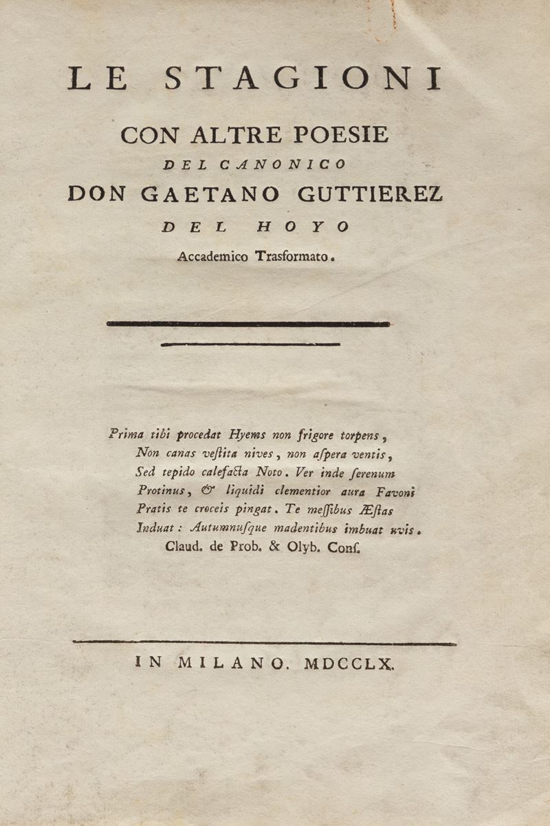 Caetano Gutierrez del Hoyo - Le Stagioni con Altre Poesie del Canonico Don Gaetano Guttierez del ...