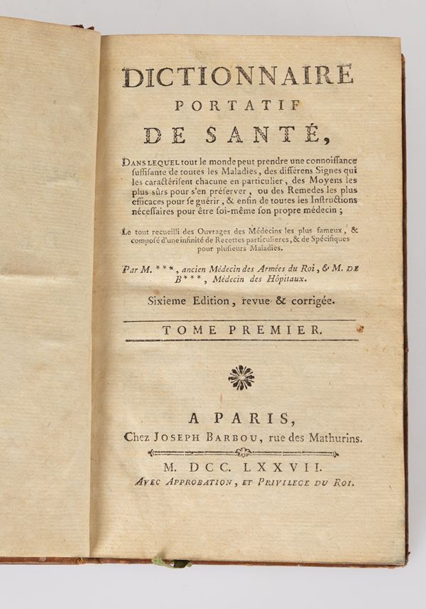 Charles Augustin Vandermonde - Dictionnaire portatif de santè