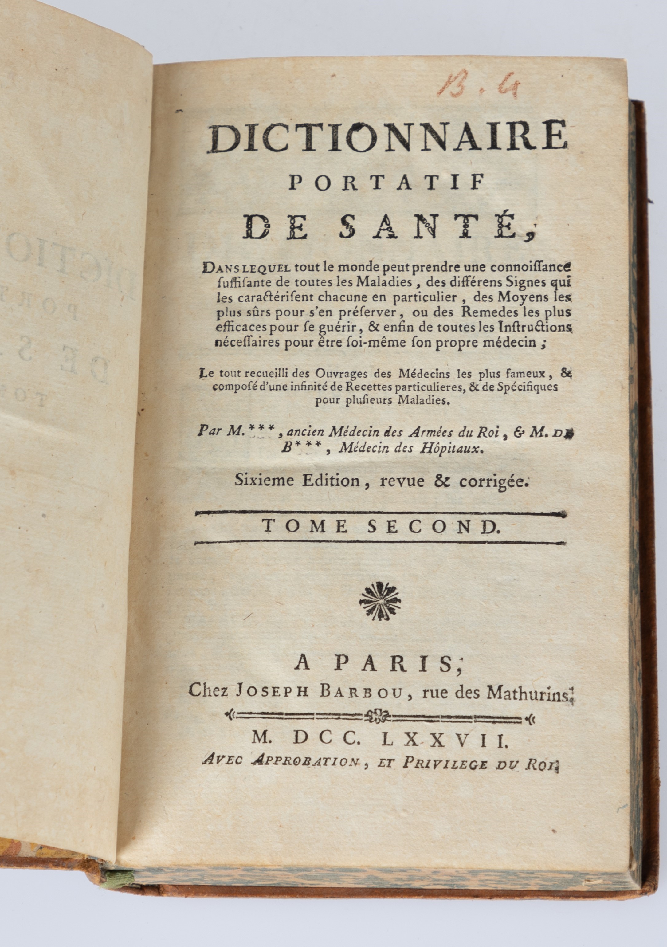Charles Augustin Vandermonde - Dictionnaire Portatif De Santè
