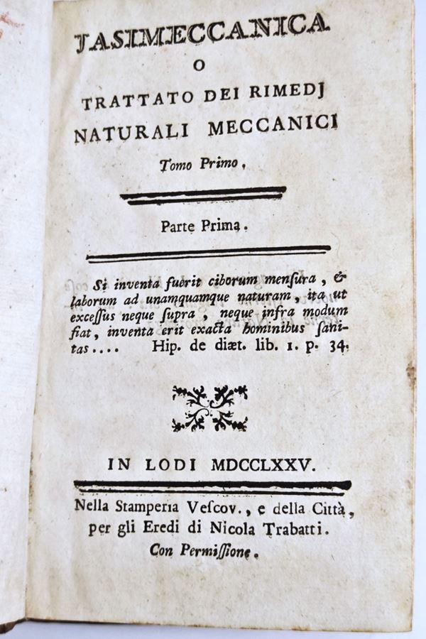 Antonio  Arrigoni - Jasimeccanica o trattato dei rimedii naturali meccanici