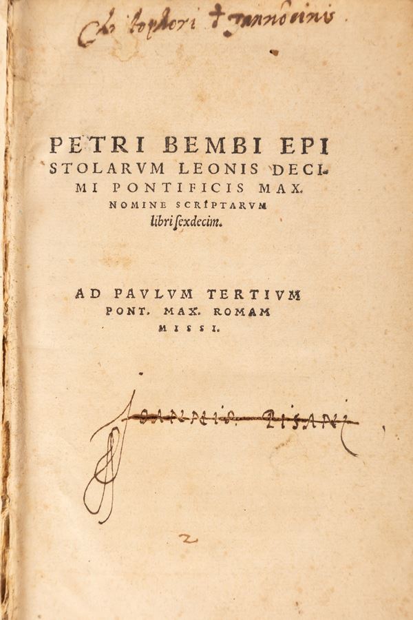 Pietro Bembo - Petri Bembi Epistolarum Leonis decimi Pontiﬁcis Max