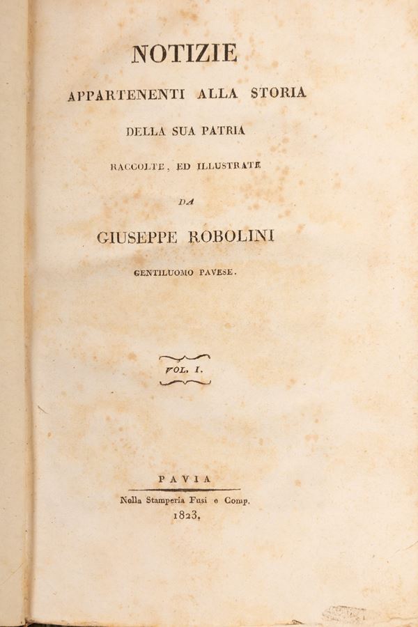 Giuseppe Robolini - Notizie appartenenti alla storia della sua patria