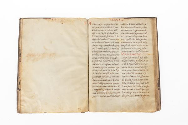 Manoscritto su pergamena ʺRegola delle suore dellʹordine di Santa Chiaraʺ