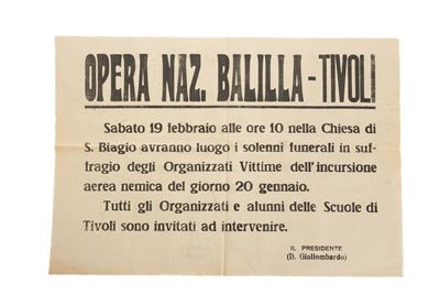 Manifesto a FIrma del Presidente Dellʹopera Nazionale Balilla G. Giallombardo