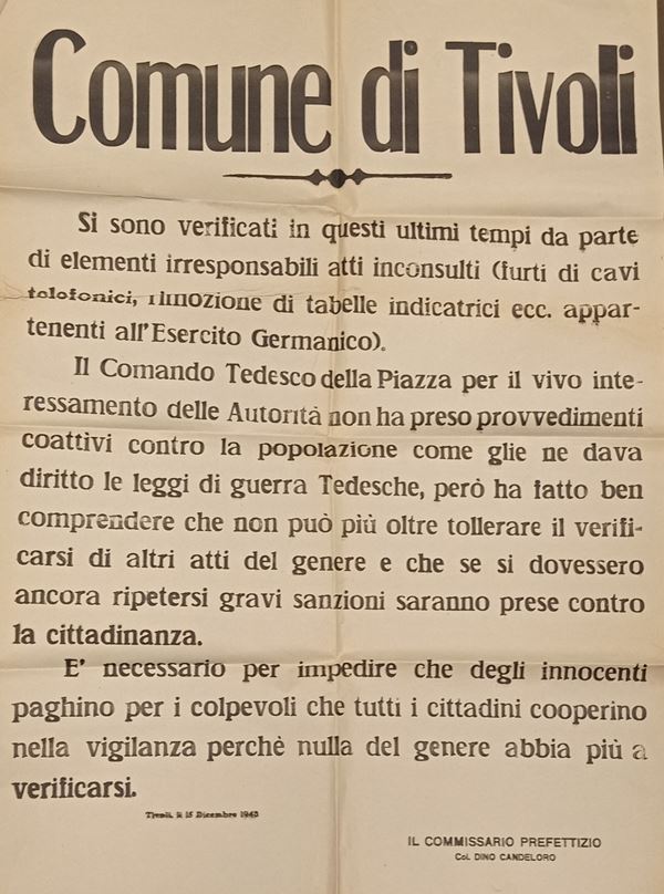 Manifesto del Comune di Tivoli